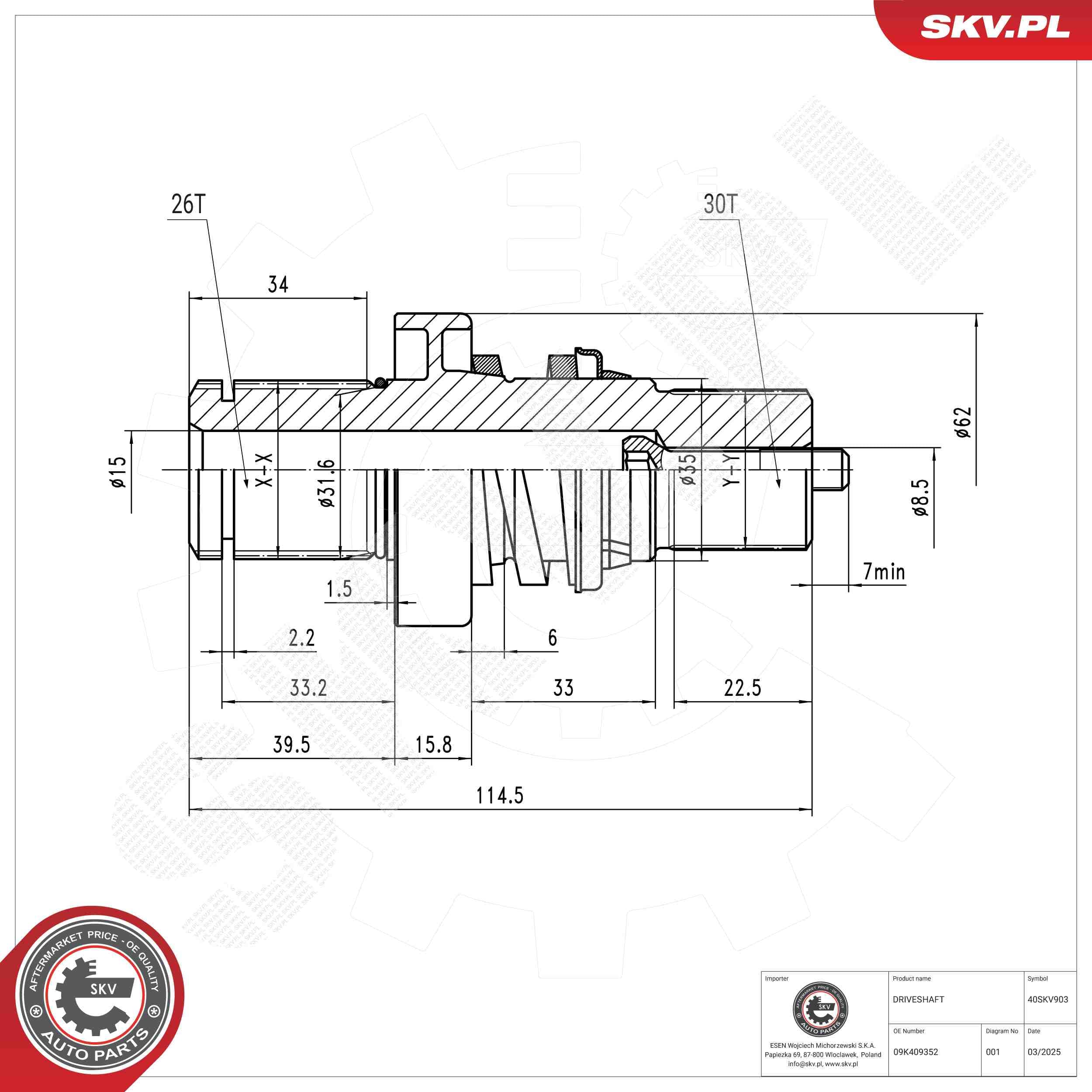 Image of Wałek wewnętrzny, mechanizm różnicowy